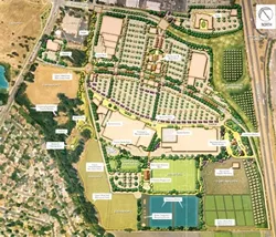 ON THE MAP : The proposed development includes tournament-sized soccer fields, a bike trail, and a seven-day-a-week farmers market. Some opponents have argued that the land could still be farmed. - RENDERING COURTESY OF ERNIE DALIDIO