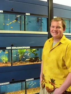 AQUAMAN : Andreas Blomst opened Tropics, an aquarium specialty shop on Foothill Boulevard in San Luis Obispo. Tropics specializes in beginner aquarium sets and high-end custom aquariums with full service. - PHOTO BY KYLIE MENDONCA
