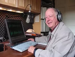 ON THE AIR : Jim Kampschroer, who operates Cambria's 103.5, plays what he calls "Old Time Radio." - PHOTO BY KYLIE MENDONCA