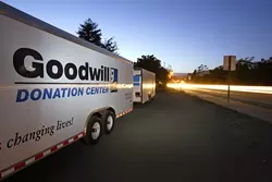 AWAITING FULFILLMENT : If things go as they always have, these Goodwill trailers will be filled to overflowing as Cal Poly students leave for the summer. - PHOTO BY STEVE E. MILLER