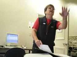 MAKING IT HAPPEN : While the county’s clerk-recorder, Julie Rodewald, could have been the most stressed person in the county on election night, she calmly traveled between her office and the county courthouse, announcing new developments as poll workers collected and counted votes. - CHRISTOPHER GARDNER