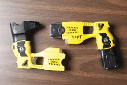 GO WITH THE CURRENT : Tasers have been used in several recent police actions in the county, prompting some witnesses to give horrified accounts to local media. Supervisors have stood by the officers involved in the incidents, saying that such tactics sometimes become necessary in the course of subduing a suspect resisting arrest. - PHOTO BY STEVE E. MILLER