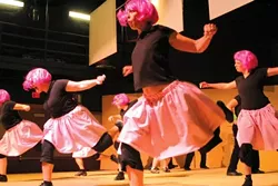 BRINGING THE HEAT : "Sapphire Moon Ascending" dancers bust out the big moves in a number by choreographer Jason Sumabat. This is just one element of the two-hour fundraising show for the American Cancer Society, which also includes tap dancing, skits, and plenty of jazz dance. - PHOTO BY GLEN STARKEY