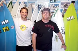 STOKED : Anthony Randazzo and Nate Ditmore , founders of Morro Bay Surf Company, have been gearing up for their first-ever Central Coast Invitational. - PHOTO BY JESSE ACOSTA