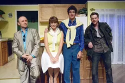 GO WEST: Though the True West cast is small, they are a fierce ensemble. From left to right: Producer Saul Kimmer (Tony Taylor), Mom (Sue Miers), and brothers Austin (Marcus DiMaggio) and Lee (Mike Fiore). - PHOTO COURTESY OF JAMIE FOSTER PHOTOGRAPHY