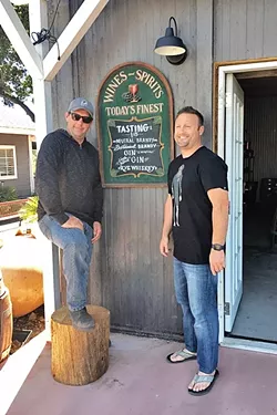 BUDDIES: From left: Joe Barton of Grey Wolf Winery and Barton Family Wines and Stephen Kroener of Silver Horse Winery have come together to open KROBĀR Craft Distillery in Paso Robles. - PHOTO BY HAYLEY THOMAS