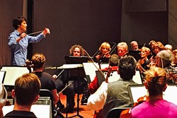 LEAD THE WAY:  Laura Jackson, the current music director of the Reno Philharmonic, conducts the San Luis Obispo Symphony during a rehearsal for its upcoming Classics in the Cohan concert on Feb. 6. - PHOTO COURTESY OF THE SAN LUIS OBISPO SYMPHONY