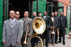 NOLA STYLE! : Second line masters the Rebirth Brass Band close out the daylong SLO Jazz Festival at SLO’s Mission Plaza on May 14. - PHOTO COURTESY OF THE REBIRTH BRASS BAND