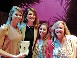 STARSTRUCK : From left, New Times Marketing and Events Coordinator Dora Mountain, the amazing author Jeannette Walls, New Times Arts Editor Ryah Cooley (that’s me!), and New Times Human Resources Manager Cindy Rucker pause for a photo-op at the Performing Arts Center in SLO on Sunday. - PHOTO COURTESY OF DORA MOUNTAIN