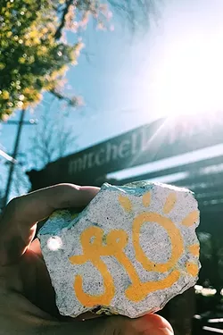 SURPRISE: Painted rocks with inspirational messages or simply fun or pretty designs are being dropped off at parks across SLO in an effort to spread a little love for #rockaroundslo. - PHOTO COURTESY OF CITY OF SAN LUIS OBISPO