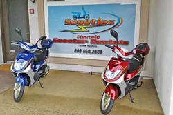 SCOOT ON OVER: Scooties Inc., a new electric scooter rental company, is owned and operated by Grover Beach father-and-son duo Bill and Kevin Majors. - PHOTO COURTESY OF SCOOTIES INC.