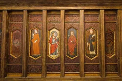 FITTING IN: This 14th century paneled ceiling was originally from Teruel, a town in the Aragon region of Spain, but it was altered to fit in Hearst’s bedroom. - PHOTO BY JAYSON MELLOM