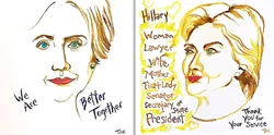 I’M WITH HER: While Nipomo artist and SLO GALA (Gay and Lesbian Alliance) Center Gallery Coordinator Ethel Landers acknowledges that Democratic presidential candidate Hillary Clinton has made mistakes, she still thinks the former First Lady and current Secretary of State is committed to making the world a better place. - IMAGES COURTESY OF ETHEL LANDERS