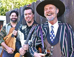 NORCAL FREE RANGE FOLKASAURUS TRIO: Longtime Live Oak Music Fest emcee and multi-instrumentalist Joe Craven & The Sometimers play the Red Barn Music Series on March 4. - PHOTO COURTESY OF JOE CRAVEN & THE SOMETIMERS