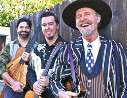NORCAL FREE RANGE FOLKASAURUS TRIO:  Longtime Live Oak Music Fest emcee and multi-instrumentalist Joe Craven & The Sometimers play the Red Barn Music Series on March 4. - PHOTO COURTESY OF JOE CRAVEN & THE SOMETIMERS