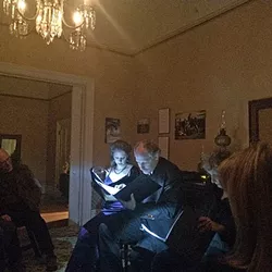 A TALE OF HAUNTINGS: While listening to old ghost stories in the very old Jack House (built in 1878) it wasn’t hard to imagine that perhaps SLO has a ghost or two of its own. - PHOTO BY RYAH COOLEY