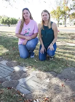 FRUSTRATED MOURNERS: Miranda Osteen (left) and Miriam Moustirats are raising concerns over the Arroyo Grande Cemetery, which they say has fallen into disrepair. - PHOTO BY JAYSON MELLOM