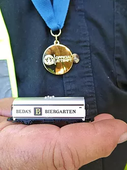 COLLECTOR'S ITEM : You can own one of the 100 limited edition Maerklin-made Beda cars for sale for $40, available exclusively at the pub or by contacting Beda Schmidthues at beda@bedasbiergarten.com. In about three weeks, unsold units will be released to collectors worldwide at a higher price, so get yours while you can! - PHOTO BY GLEN STARKEY