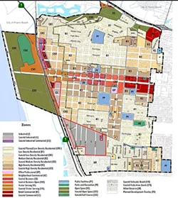 A NEW INDUSTRY: Grover Beach is one step closer to creating a special zone (outlined in red) for commercial medical marijuana businesses to operate in. - IMAGE COURTESY OF GROVER BEACH