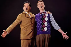 A COMEDY OF ERRORS: In Lend Me a Tenor, George Walker (left) plays opera star Tito Merelli, who falls unconscious and is replaced by opera house assistant Max, played by Joe Ogren (right), in order to save the failing venue. In the musical number “How ’Bout Me,” Max begs for the opportunity to replace the fallen Merelli. - PHOTO BY LUIS ESCOBAR REFLECTIONS PHOTOGRAPHY STUDIO