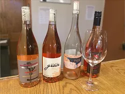 PRETTY IN PINK : Rosé is being produced up and down the Central Coast, as evidenced by the selection at Central Coast Wines in SLO—and it’s not just bled off red grapes anymore. Winemakers such as Brian Brown at ONX are growing grapes specifically for the purpose of making a crisp, clean pink with red wine characteristics such as Indie, a rosé of tempranillo. - PHOTO BY CAMILLIA LANHAM