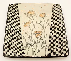 NATURE: Pieces like this poppy-inspired platter, 'Ready, Set, Grow,' can be found in Patricia Griffin’s By the Sea exhibit at the SLO Museum of Art. - PHOTO COURTESY OF PATRICIA GRIFFIN