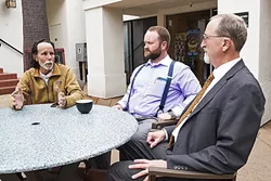 NO MORE INSPECTIONS : Left to right: Former SLO City Councilman Dan Carpenter, contractor Dan Knight, and attorney Stew Jenkins are the leaders of a “non-discrimination in housing” ordinance that’s up for a special election this summer. - PHOTO BY JAYSON MELLOM
