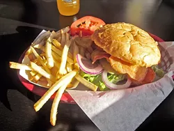 CHIPS AND FRIES!: Kettle chips and barbecue sauce on a burger is a Wee Shack special from a few years ago that I still salivate over. - PHOTO BY KATRINA BORGES