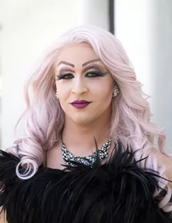 GLITZ AND GLAM The transformation from CJ Gormley to Rosé Aldé includes sparkly high heels, a bright pink wig, more than an hour of putting on makeup, and the perfect little black dress. - PHOTO BY JAYSON MELLOM