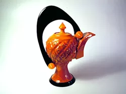 SHORT AND STOUT Don Frith's pieces, like this one offered for sale at his Etsy store, are fully functioning but intended to be treated as fine art. - PHOTO COURTESY OF TEAPOTS BY DON FRITH
