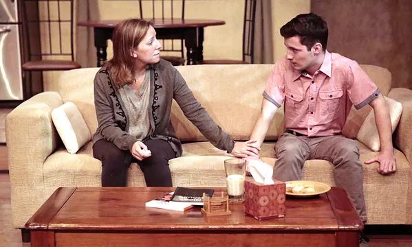 CONNECTED BY TRAGEDY Becca (Christina Diaz, left) gets vulnerable with Jason (Elliot Peters), the young man who is part of the puzzle of the untimely death of her young son. - PHOTO COURTESY OF RYLO MEDIA DESIGN
