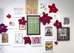 ROSES EVERYWHERE The office of SLO Mayor Heidi Harmon is filled with rose-inspired artwork, many made and gifted by friends. - PHOTO BY JAYSON MELLOM