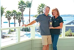 NUTTY NIGHTCAP Jim and Gloria Zion of Morro Bay have taken their pistachios and turned them into smooth-drinking bourbon whiskey unlike anything the world has ever tasted before. - PHOTO COURTESY OF WICKED HARVEST