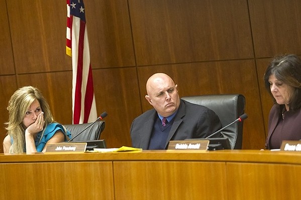 CEQA REFORM The SLO County Board of Supervisors, led by Lynn Compton (left), John Peschong (center), and Debbie Arnold (right), is considering changes to the environmental review process for new development. - FILE PHOTO