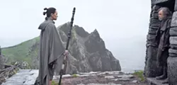 THE MASTER AND THE STUDENT A very reluctant Luke Skywalker (Mark Hamill) finally agrees to teach Rey (Daisy Ridley) the ways of the Jedi. - PHOTO COURTESY OF WALT DISNEY PICTURES