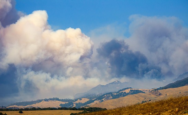 SMOKE OVER SLO Wildfires like the Chimney Fire had a major impact on SLO County's air quality in 2016, according to a recent report. - PHOTO BY JAYSON MELLOM