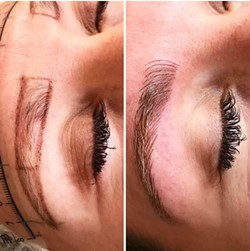 FILLING IN If shaping and filling in your own brows seems too overwhelming, Wink Lash + Brow Bar offers micro-blading, which lines and fills in the eyebrows with a semi-permanent tattoo. - PHOTO COURTESY OF WINK LASH + BROW BAR