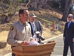 OPPOSED Two candidates looking to unseat SLO County Sheriff Ian Parkinson (center) and District Attorney Dan Dow (far right) in the November elections received large campaign donations from Carty Holland, whose son Andrew died in the SLO County jail last year. - PHOTO BY CHRIS MCGUINNESS