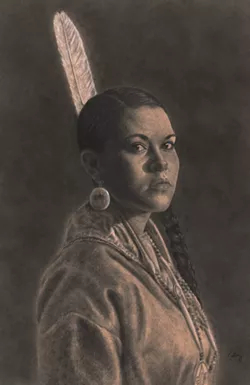 TRUE TO LIFE Whenever possible, North Carolina artist Cindy Long prefers to use models in her pieces, like Utia Chee, who really live and embody the Western lifestyle. - IMAGE COURTESY OF CINDY LONG