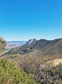 BACK TOWARD SLO The Nine Morros (also called the Nine Sisters) begin in Edna Valley at Islay Hill and move out to Morro Rock. Black Hill is the eighth, and like all the sisters is a volcanic plug covered by pillow rock. - PHOTO BY GLEN STARKEY