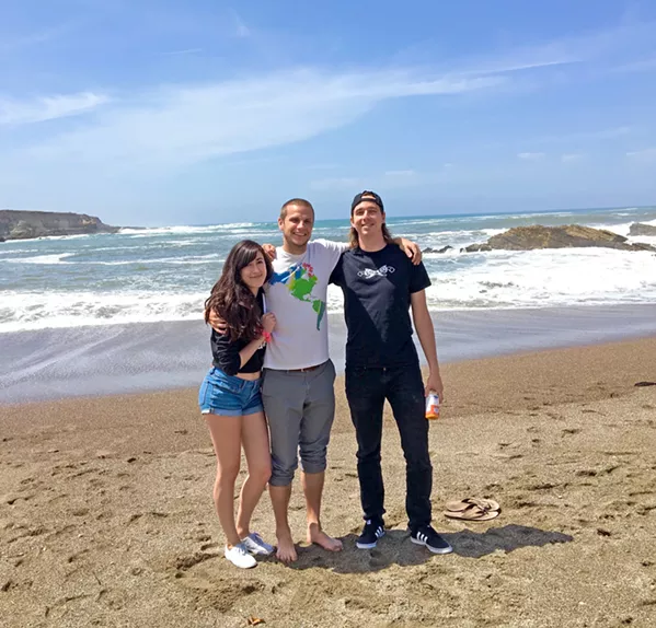 FRIENDS IN SLO Montaña de Oro State Park is one of my go-to places to take friends and family when they visit me in SLO. Jess (left) and Peter (right) were stoked to explore the tide pools. - PHOTO COURTESY OF PETER JOHNSON