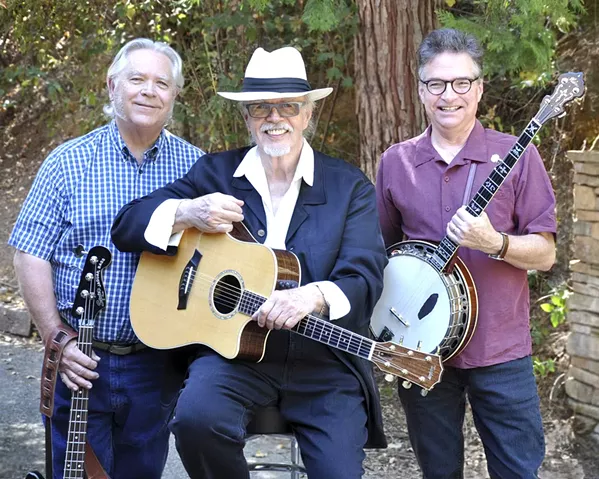 THREE LEGENDS! Americana, roots, bluegrass, and beyond trio Dan Crary, Bill Evans, and Wally Barnick play Painted Sky Studios on May 31 and Castoro Cellars on June 1. - PHOTO COURTESY OF CRARY EVANS, AND BARNICK