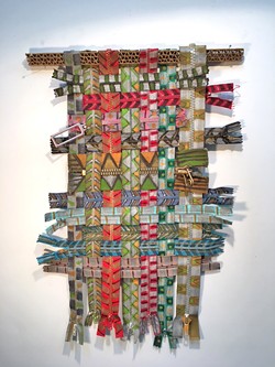 UPCYCLED Rather than buy new materials for art projects, SLO artist M'Lou Mayo is trying to use what she already has, like this trove of old zippers that turned into the piece Zipper di Duda. - IMAGE COURTESY OF M'LOU MAYO