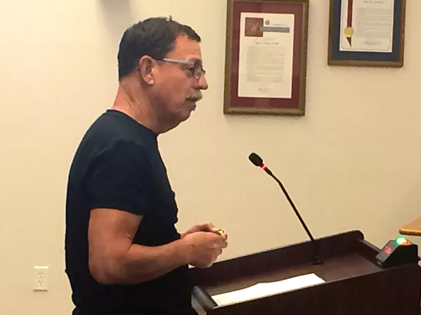 MAKING A CASE Arroyo Grande is moving forward with plans to disband three citizen advisory commissions. Arroyo Grande Historical Commission Chairman Bill Hart (above) argued against the decision at an Aug. 14 meeting. - PHOTO BY CHRIS MCGUINNESS