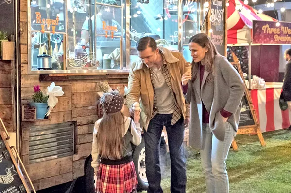 BEFORE THE STORM Riley North (Jennifer Garner, right) spends one last moment with her family—husband Chris (Jeff Hephner) and daughter Carly (Cailey Fleming)—before they're murdered, starting her on a path to vengeance. - PHOTO COURTESY OF LAKESHORE ENTERTAINMENT