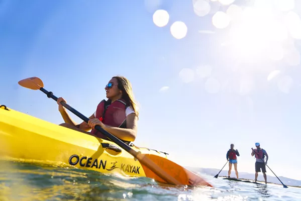 WATER TIME Cal Poly students get out on the water in Morro Bay through a kayaking and paddleboarding trip hosted by ASI Poly Escapes. - PHOTO BY KAORI PHOTO, COURTESY OF ASI
