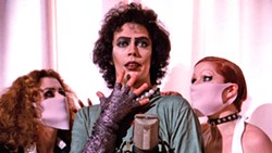 SWEET TRANSVESTITE! Tim Curry (center) stars as Dr. Frank-N-Furter, in the 1975 cult classick The Rocky Horror Picture Show, screening on Oct. 31, at the SLO Brew Rock Event Center. - PHOTO COURTESY OF TWENTIETH CENTURY FOX