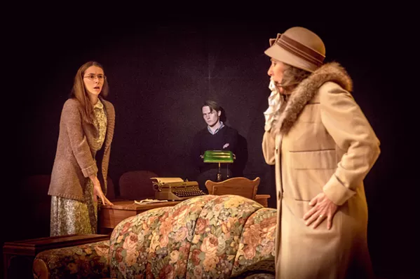 LONESOME IN A CROWD Despite living in a small, cramped apartment together, family members Laura (Madison Shaheen, left), Tom (Luke Myers, center) and Amanda (Suzy Newman, right) struggle to connect in The Glass Menagerie. - PHOTO COURTESY OF SLO REPERTORY THEATRE