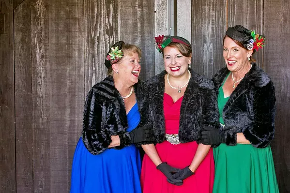 FIFTIES SASS! The Jingle Belles—(left to right) Linda A. Wilson, Terri Kahn, and Donna Jones—perform in the spirit of The Andrews Sisters, with original arrangements and tight harmonies. - PHOTO COURTESY OF HOLLEY ELIZABETH PHOTOGRAPHY