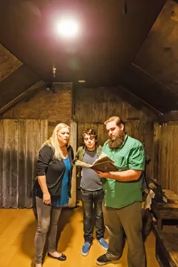 SHUT INS (pictured left to right) Sun Account Executive Jennifer Herbaugh, New Times Calendar Editor Caleb Wiseblood, and Sun Managing Editor Joe Payne helped test Gold Fever, the newest attraction at The Ultimate Escape Rooms in Solvang. - PHOTO BY JAYSON MELLOM